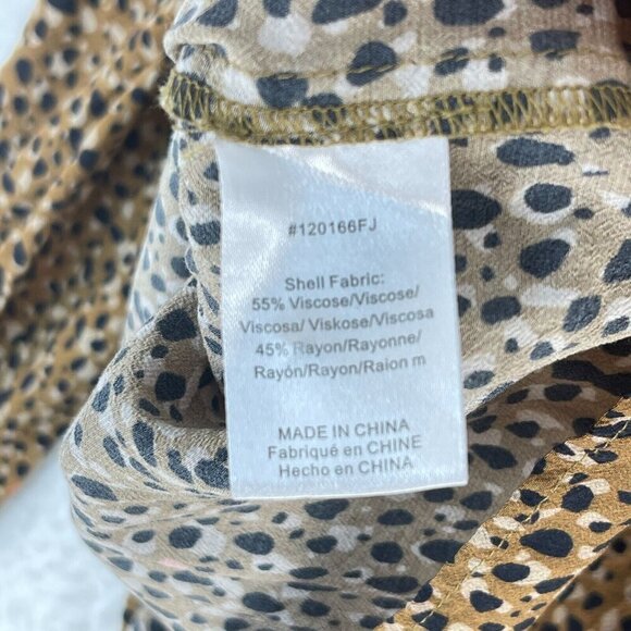 Dolan Brown Animal Print Long Sleeve Round Neck Lightweight Shirt Womens Size L - Picture 10 of 13